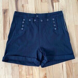ALC Pierce Sailor Shorts Blue Buttons High Rise 14